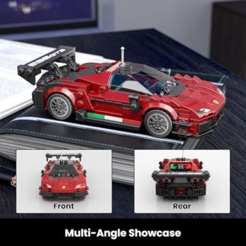 Mould King 27087 Technik Sportwagen Bausteinsets mit Acryl Vitrine Modellautos zum Sammeln, Geschenke für Kinder ab 8+ Jahren/Erwachsene Sammler Enthusiasten, (416 Teile) - 6
