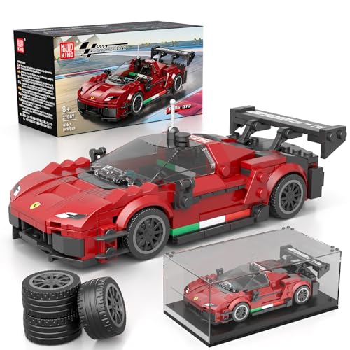 Mould King 27087 Technik Sportwagen Bausteinsets mit Acryl Vitrine Modellautos zum Sammeln, Geschenke für Kinder ab 8+ Jahren/Erwachsene Sammler Enthusiasten, (416 Teile) - 1