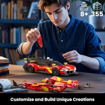 Mould King 27100 Technik Sportwagen Bausteinsets mit Acryl Vitrine Modellautos zum Sammeln, Geschenke für Kinder ab 8+ Jahren/Erwachsene Sammler Enthusiasten (355 Teile) - 2