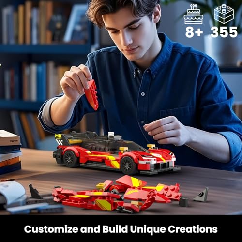 Mould King 27100 Technik Sportwagen Bausteinsets mit Acryl Vitrine Modellautos zum Sammeln, Geschenke für Kinder ab 8+ Jahren/Erwachsene Sammler Enthusiasten (355 Teile) - 2
