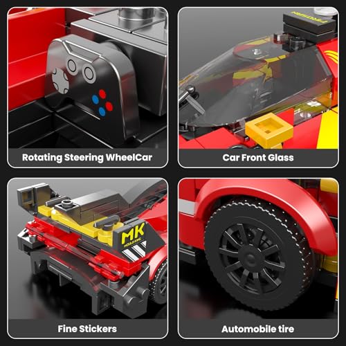 Mould King 27100 Technik Sportwagen Bausteinsets mit Acryl Vitrine Modellautos zum Sammeln, Geschenke für Kinder ab 8+ Jahren/Erwachsene Sammler Enthusiasten (355 Teile) - 3