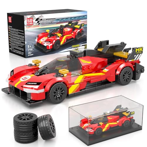 Mould King 27100 Technik Sportwagen Bausteinsets mit Acryl Vitrine Modellautos zum Sammeln, Geschenke für Kinder ab 8+ Jahren/Erwachsene Sammler Enthusiasten (355 Teile) - 1