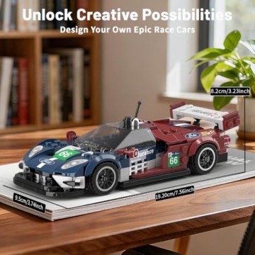 Mould King 27103 Technik Auto-Bausätze, 347+ Teile Rennwagen-Bausatz mit Acryl Vitrine, Modellautos zum Sammeln, Bausteine Spielzeug für Jungen/Teenager/Erwachsene - 3