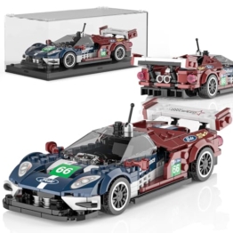 Mould King 27103 Technik Auto-Bausätze, 347+ Teile Rennwagen-Bausatz mit Acryl Vitrine, Modellautos zum Sammeln, Bausteine Spielzeug für Jungen/Teenager/Erwachsene - 1