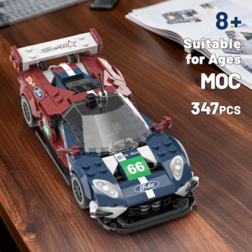 Mould King 27103 Technik Auto-Bausätze, 347+ Teile Rennwagen-Bausatz mit Acryl Vitrine, Modellautos zum Sammeln, Bausteine Spielzeug für Jungen/Teenager/Erwachsene - 5