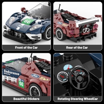 Mould King 27103 Technik Auto-Bausätze, 347+ Teile Rennwagen-Bausatz mit Acryl Vitrine, Modellautos zum Sammeln, Bausteine Spielzeug für Jungen/Teenager/Erwachsene - 6