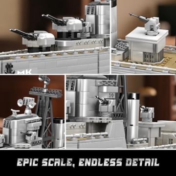 Mould King Bartel-Klasse Zerstörer Kriegschiff Klemmbausteine Technik, MOC Groß WWII Militär-Kriegsschiff Spielzeug Modell, Marine-Schlachtschiff Bausatz für Erwachsene (1815+ PCS) - 4