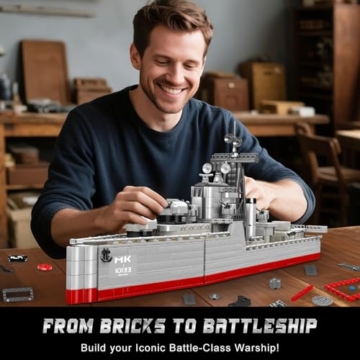 Mould King Bartel-Klasse Zerstörer Kriegschiff Klemmbausteine Technik, MOC Groß WWII Militär-Kriegsschiff Spielzeug Modell, Marine-Schlachtschiff Bausatz für Erwachsene (1815+ PCS) - 6