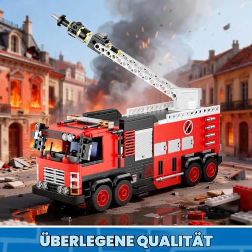 Mould King City 24094 Klemmbausteine Feuerwehr Feuerwehrauto Spielzeug Bausteine mit Wasserspritze Fire Truck LKW Bauspielzeug Kompatibel mit Andere Marke(752 Teile) - 3