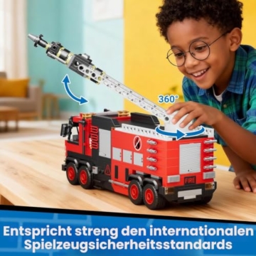 Mould King City 24094 Klemmbausteine Feuerwehr Feuerwehrauto Spielzeug Bausteine mit Wasserspritze Fire Truck LKW Bauspielzeug Kompatibel mit Andere Marke(752 Teile) - 4