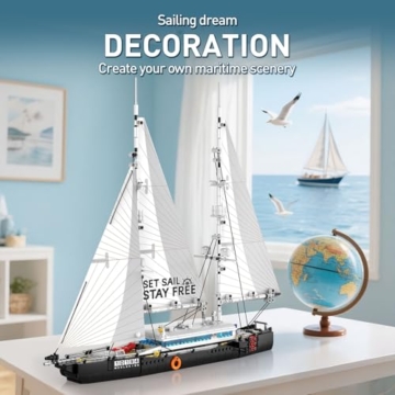 Mould King Schiff Bausteine Klemmbausteine, 10194 Modell eines Langstrecken-Segelbootes für Erwachsene, ideal als Wohnaccessoire und Sammlerstück für Bootsliebhaber(893Teiles+) - 2