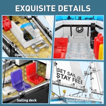 Mould King Schiff Bausteine Klemmbausteine, 10194 Modell eines Langstrecken-Segelbootes für Erwachsene, ideal als Wohnaccessoire und Sammlerstück für Bootsliebhaber(893Teiles+) - 4