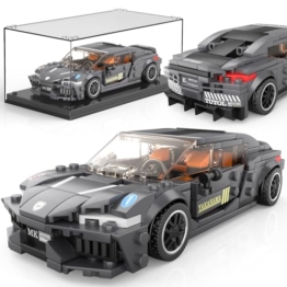 Mould King Speed Champion Auto Serie mit Acrylvitrine, Technische Bausteine 27052 Rennwagen Sportwagen Bauspielzeug, sammelbares Modellauto，Klemmbausteine Rennauto Bausätze für Kinder (389 Teile). - 1