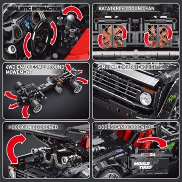 Mould King Technik Auto-Modellbausatz, Sportwagen Klemmbausteine für Erwachsene, 13082 Supercar Sammler-Set für Autoliebhaber und Fans von Muscle Cars (3695 Teile) - 3