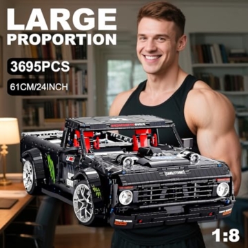 Mould King Technik Auto-Modellbausatz, Sportwagen Klemmbausteine für Erwachsene, 13082 Supercar Sammler-Set für Autoliebhaber und Fans von Muscle Cars (3695 Teile) - 5