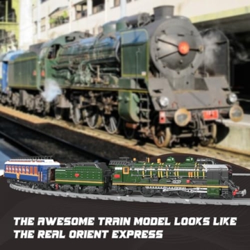 Mould King Technik Orient Express Dampflokomotive Bausatz, Ferngesteuerter Technik Zug mit LED-Beleuchtung, Eisenbahn Modellbausatz für Erwachsene ab 14 Jahren (3898 Teile) - 3