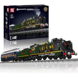 Mould King Technik Orient Express Dampflokomotive Bausatz, Ferngesteuerter Technik Zug mit LED-Beleuchtung, Eisenbahn Modellbausatz für Erwachsene ab 14 Jahren (3898 Teile) - 1