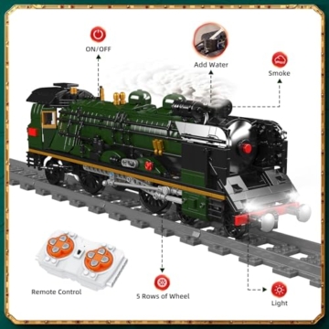 Mould King Technik Orient Express Dampflokomotive Bausatz, Ferngesteuerter Technik Zug mit LED-Beleuchtung, Eisenbahn Modellbausatz für Erwachsene ab 14 Jahren (3898 Teile) - 5