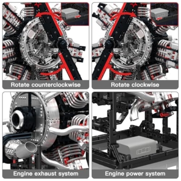 Mould King Technik Radialflugmotor Bausteine Modell, Engine Modellbausatz Klemmbausteine für Erwachsene, MOC Benzinmotor als Spielzeug/Geschenk/Sammlerstücke (3089 Teile) - 3