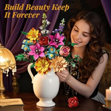 Muttertag 891-teiliger Blumenstrauß-Bausatz, Künstliche Pflanzen-Blumen-Kit | Spielzeug für Kinder, botanische Sammlung für Erwachsene (Frauen/Mädchen), Geburtstag Geschenk für Mama, Ehefrau, Mutter - 2
