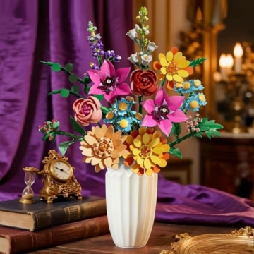 Muttertag 891-teiliger Blumenstrauß-Bausatz, Künstliche Pflanzen-Blumen-Kit | Spielzeug für Kinder, botanische Sammlung für Erwachsene (Frauen/Mädchen), Geburtstag Geschenk für Mama, Ehefrau, Mutter - 7