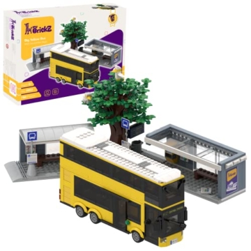 myBrickZ Set 0002 Doppelstock Bus mit 2 Bushaltestellen, 780 Bausteine Klemmbausteine kompatibel mit Lego