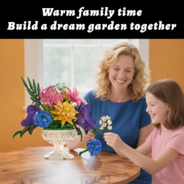 NERCISU Botanicals Botanische Sammlung Blumenstrauß Bausätze mit Vase, Blumendeko, Künstliches Blumen, Bunte Heimdekoration, Bauspielzeug, Geschenke für Frauen und Mädchen ab 14 Jahren (1081 Teile) - 5