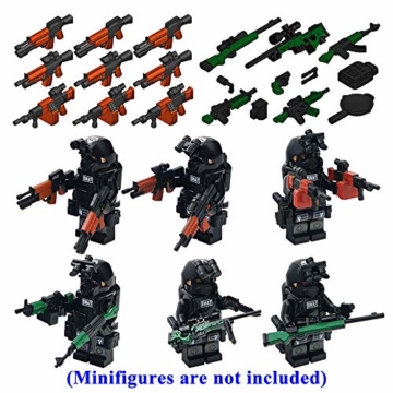 Nicolababe Waffenpaket 225-teiliges Zubehör Militärwaffenset inkl. Helm, Körperschutz, Umhang und Motorrädern, entwickelt für Minifiguren, kompatibel mit Minifiguren Aller großen Marken (SWAT-Waffe)