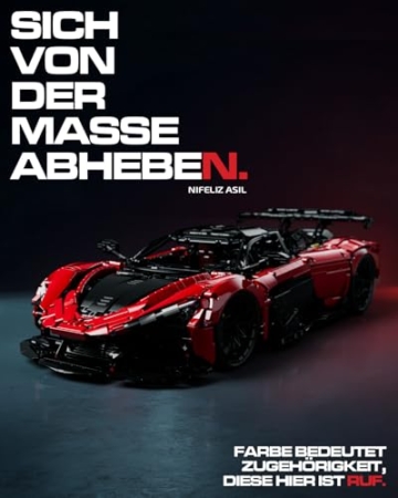 Nifeliz ASIL Auto-Modellbausatz für Erwachsene, Maßstab 1:8 Sammlerauto Technique Sportwagen Klemmbausteine Auto, Sammlerstücke für Zuhause oder das Büro (4,099 Teile, NF10293) - 2
