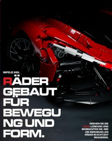 Nifeliz ASIL Auto-Modellbausatz für Erwachsene, Maßstab 1:8 Sammlerauto Technique Sportwagen Klemmbausteine Auto, Sammlerstücke für Zuhause oder das Büro (4,099 Teile, NF10293) - 3