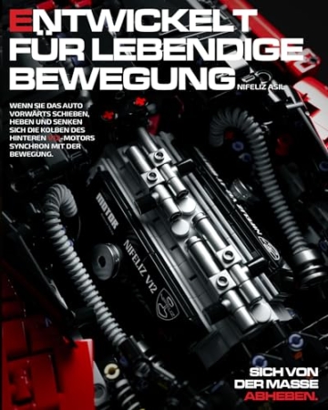 Nifeliz ASIL Auto-Modellbausatz für Erwachsene, Maßstab 1:8 Sammlerauto Technique Sportwagen Klemmbausteine Auto, Sammlerstücke für Zuhause oder das Büro (4,099 Teile, NF10293) - 6
