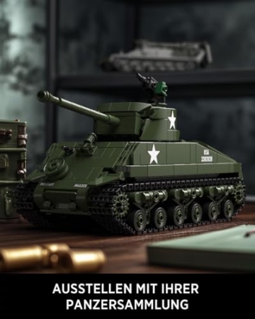 Nifeliz Sherman M4A3E8 Panzer Modellbausatz, Militär Panzer Klemmbausteine Sammlerstück zum Bauen und Ausstellen, Geschenk für Militärliebhaber (860 Teile, NF10313) - 5