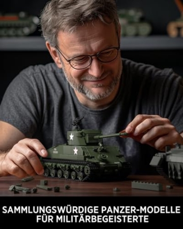 Nifeliz Sherman M4A3E8 Panzer Modellbausatz, Militär Panzer Klemmbausteine Sammlerstück zum Bauen und Ausstellen, Geschenk für Militärliebhaber (860 Teile, NF10313) - 6