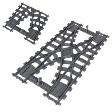 NUOJIAYING City Bausteine Schienen Set, Eisenbahn Erweiterungs Sets City Schienen Zug für Bausteine Geschenke, Zwei-Wege Schienenwechsel-Bausteinzubehör Schienen Zubehör Klemmbausteine - 1