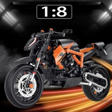 NUOJIAYING Technik Motorrad Klemmbausteine, 579 Teile Klemmbausteine Technik Supermotorrad, Technik Motorrad Modell Kompatibel mit großen Marken - 2