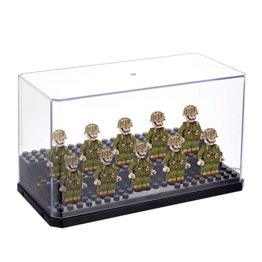 OLYCRAFT Acryl Vitrine 3-Schicht Mini Figuren Schaukasten Staub Beweis Show Fall Base Für Minifiguren Ziegelstein Block Actionfiguren Blöcke Aufbewahrungs Display - Schwarz Grundplatte - 1