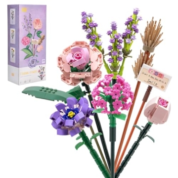 Otekuvic Klemmbausteine Blumenstrauß Rosen – 547 Teile Botanical Building Blocks, DIY Blumen Bouquet zum Bauen, künstliche Blumen Deko für Zuhause, Geschenkidee für Erwachsene - 1