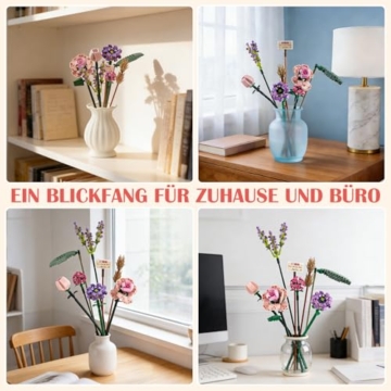 Otekuvic Klemmbausteine Blumenstrauß Rosen – 547 Teile Botanical Building Blocks, DIY Blumen Bouquet zum Bauen, künstliche Blumen Deko für Zuhause, Geschenkidee für Erwachsene - 7