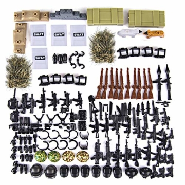 OviTop Millitärspielzeug Helm und Waffe Set für Lego Soldaten Minifiguren SWAT Polizei, Kompatibel mit Lego Figuren