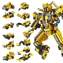 PANLOS 573-teiliges Roboter-Bauspielzeug, 25-in-1 Transforming Engineering Building Bricks Construction Vehicles Kit, STEM Learning Building Blocks Set, Jungen, Mädchen Alter 5–12 Jahre