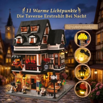 PANTASY Bayerisches Wirtshaus Bauset für Erwachsene mit USB-C-Licht - 6
