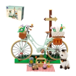 PANTASY Blumen Fahrrad Klemmbausteine Set, Vintage Deko Modell - 1