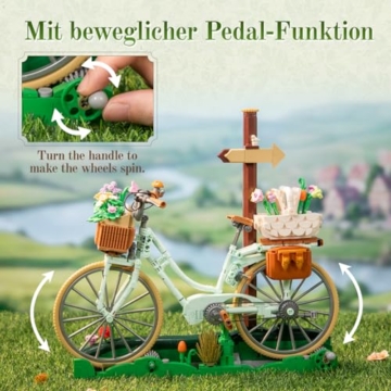 PANTASY Blumen Fahrrad Klemmbausteine Set, Vintage Deko Modell - 4
