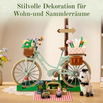 PANTASY Blumen Fahrrad Klemmbausteine Set, Vintage Deko Modell - 7