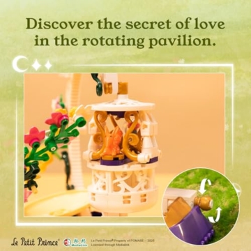PANTASY Der kleine Prinz Sternengarten Bauset, Drehbarer Pavillon mit roter Rose & Fuchs, Miniatur-Planetenszene, Interaktives Erzählspielzeug über Zähmung und Liebe, Kreatives Geschenk für Erwachsene - 3