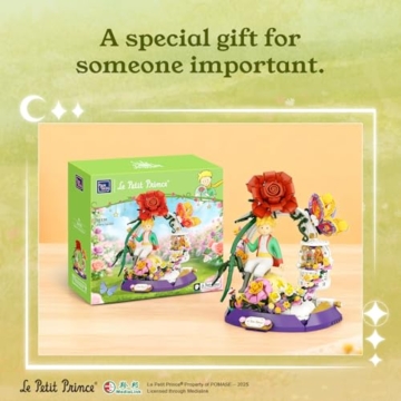 PANTASY Der kleine Prinz Sternengarten Bauset, Drehbarer Pavillon mit roter Rose & Fuchs, Miniatur-Planetenszene, Interaktives Erzählspielzeug über Zähmung und Liebe, Kreatives Geschenk für Erwachsene - 5