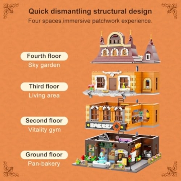 PANTASY European Bakery Building Kit-Landmark Construction Set for Adults & Teens, Featuring a Bakery, Gym, Living Quarters and Sky Garden - 2