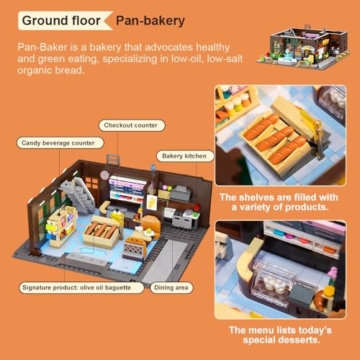 PANTASY European Bakery Building Kit-Landmark Construction Set for Adults & Teens, Featuring a Bakery, Gym, Living Quarters and Sky Garden - 3