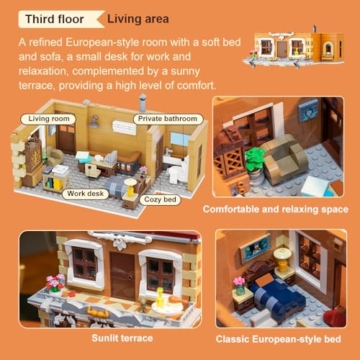 PANTASY European Bakery Building Kit-Landmark Construction Set for Adults & Teens, Featuring a Bakery, Gym, Living Quarters and Sky Garden - 5