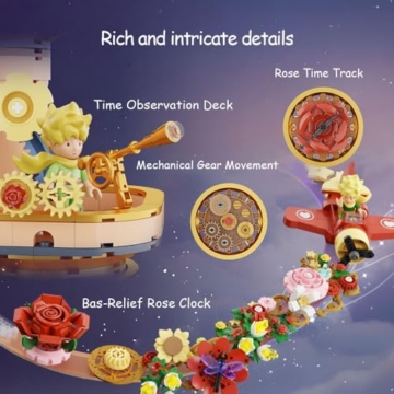 PANTASY Le Petit Prince Sternen-Schloss Bauset Fantasy Modell für Erwachsene und Kinder, Kreatives Geschenk mit ikonischer Rose Bausteinspielzeug - 5